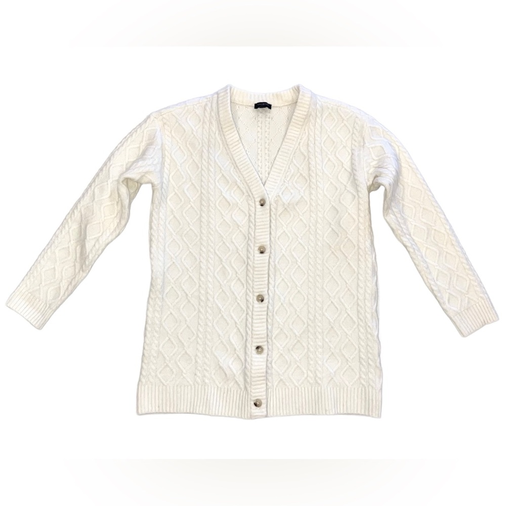 Talbots Wool / Alpaca Blend Button Down Cable Knit Cardigan Sweater Small Petite